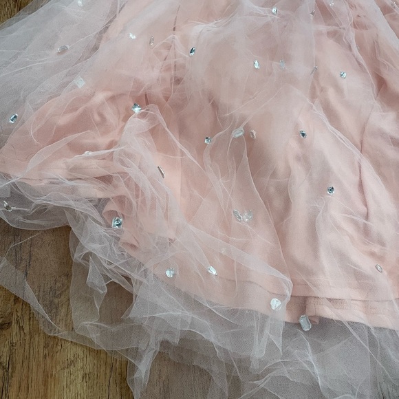 Windsor light pink tulle skirt with silver rhinestones - Picture 6 of 14